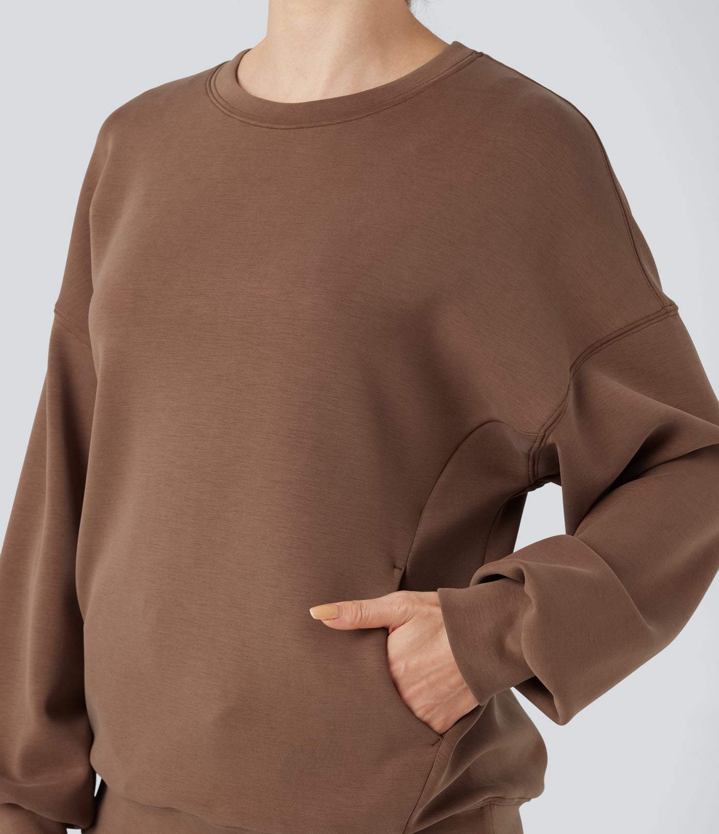 Sweat-shirt décontracté SpacerTek™ col rond, manches longues et dos croisé, avec poches