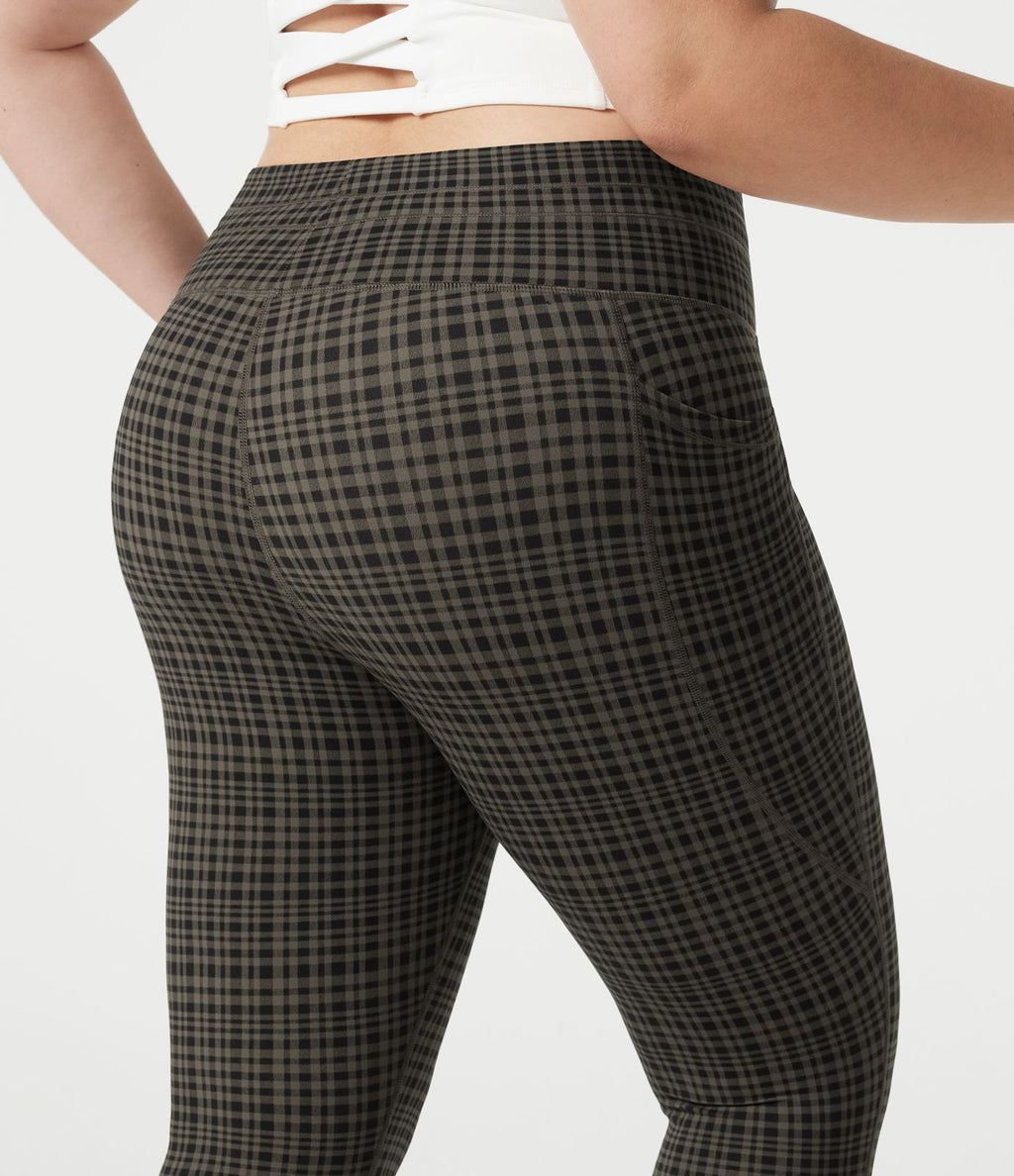 Legging de yoga grande taille Halara UltraSculpt™ taille haute à carreaux avec cordon ajustable et poches