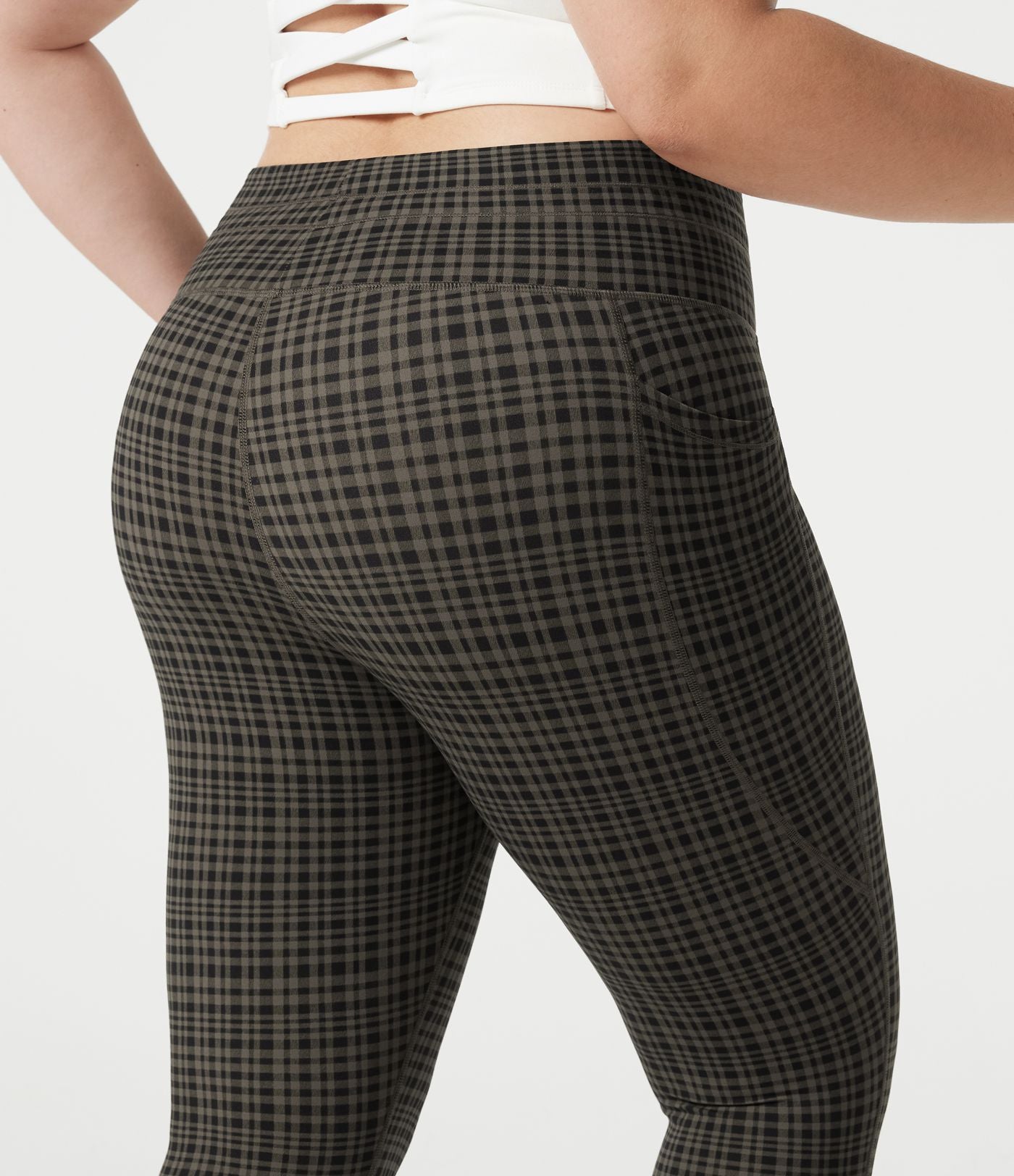 Legging de yoga grande taille Halara UltraSculpt™ taille haute à carreaux avec cordon ajustable et poches