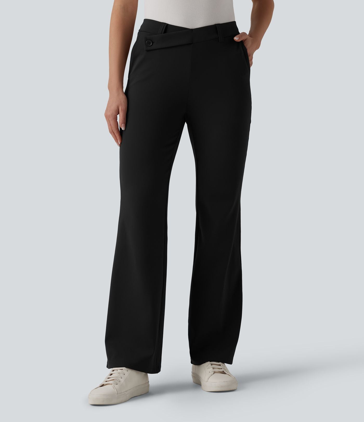 Pantalon tailleur évasé asymétrique Halara Flex™ DayStretch taille mi-haute avec poches