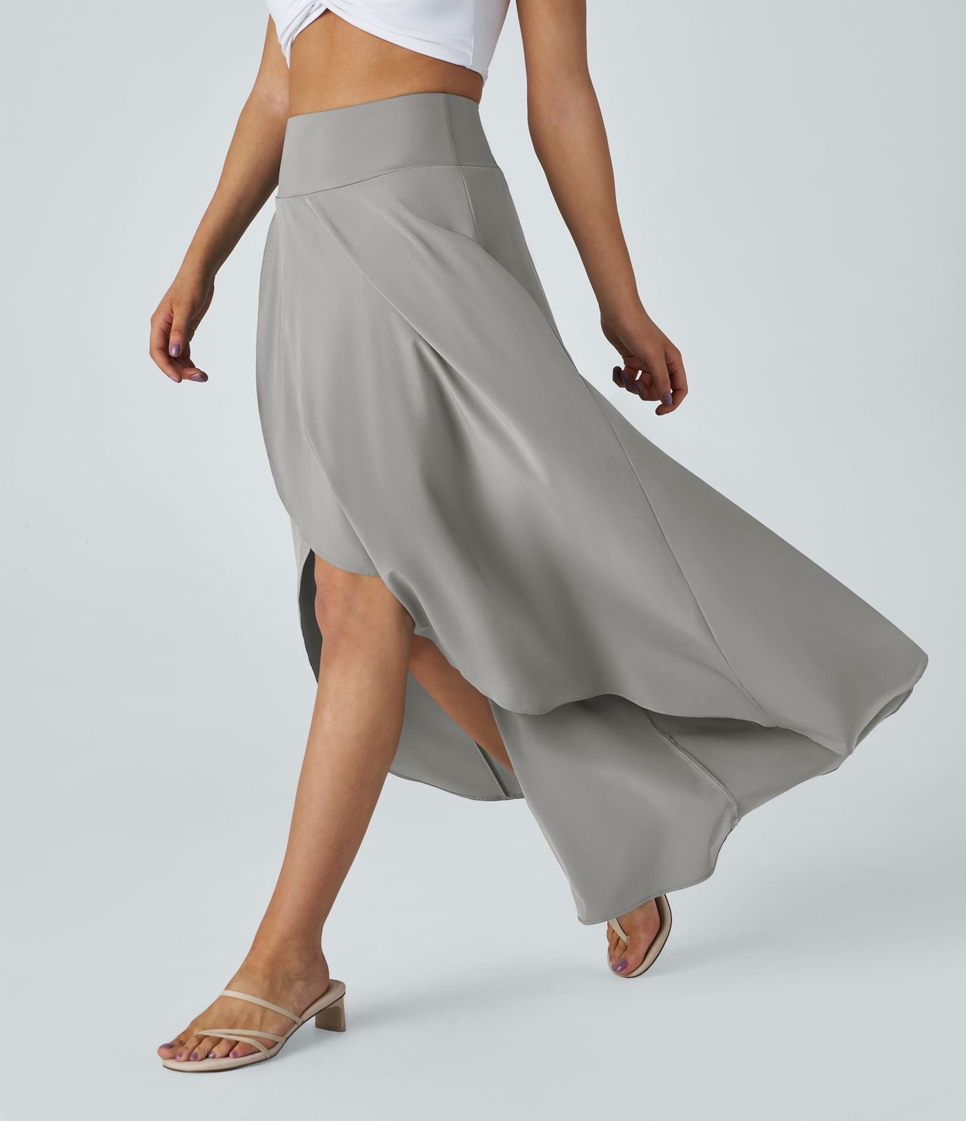 Jupe Longue Casual Breezeful™ Taille Haute à Volants 2en1 Fluide Sèchement Rapide Quotidien Maxi