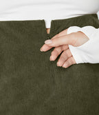 Jupe Casual Grande Taille en Velours Côtelé Mini à Taille Haute avec Fermeture Éclair Invisible 2 en 1