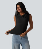 Halara haut décontracté en jersey de coton col bénitier sans manches soutien-gorge intégré bonnets B-DD