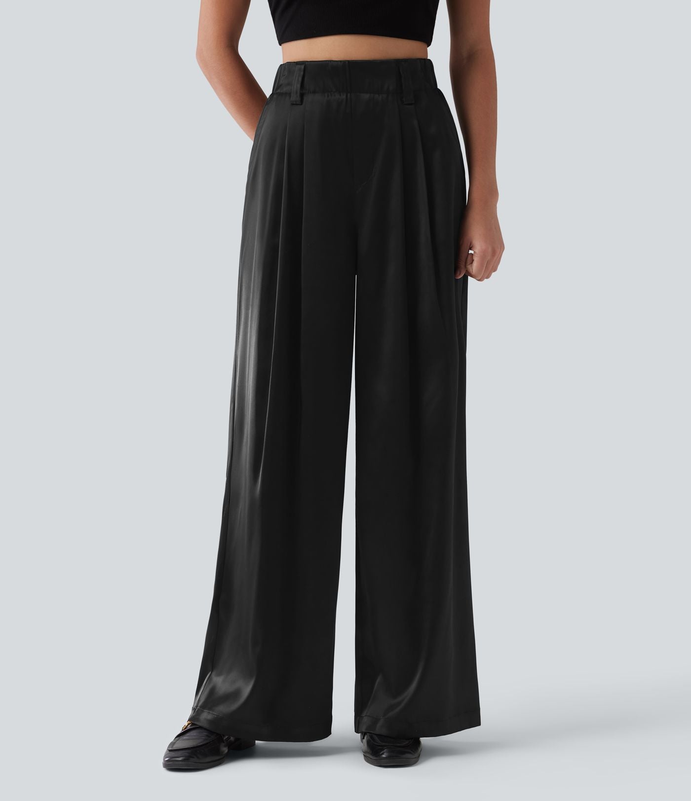 Pantalon tailleur Halara Flex™ large satin taille haute avec poches