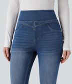 Legging skinny 7/8 en denim Halara Flex™ taille haute gainant avec poches