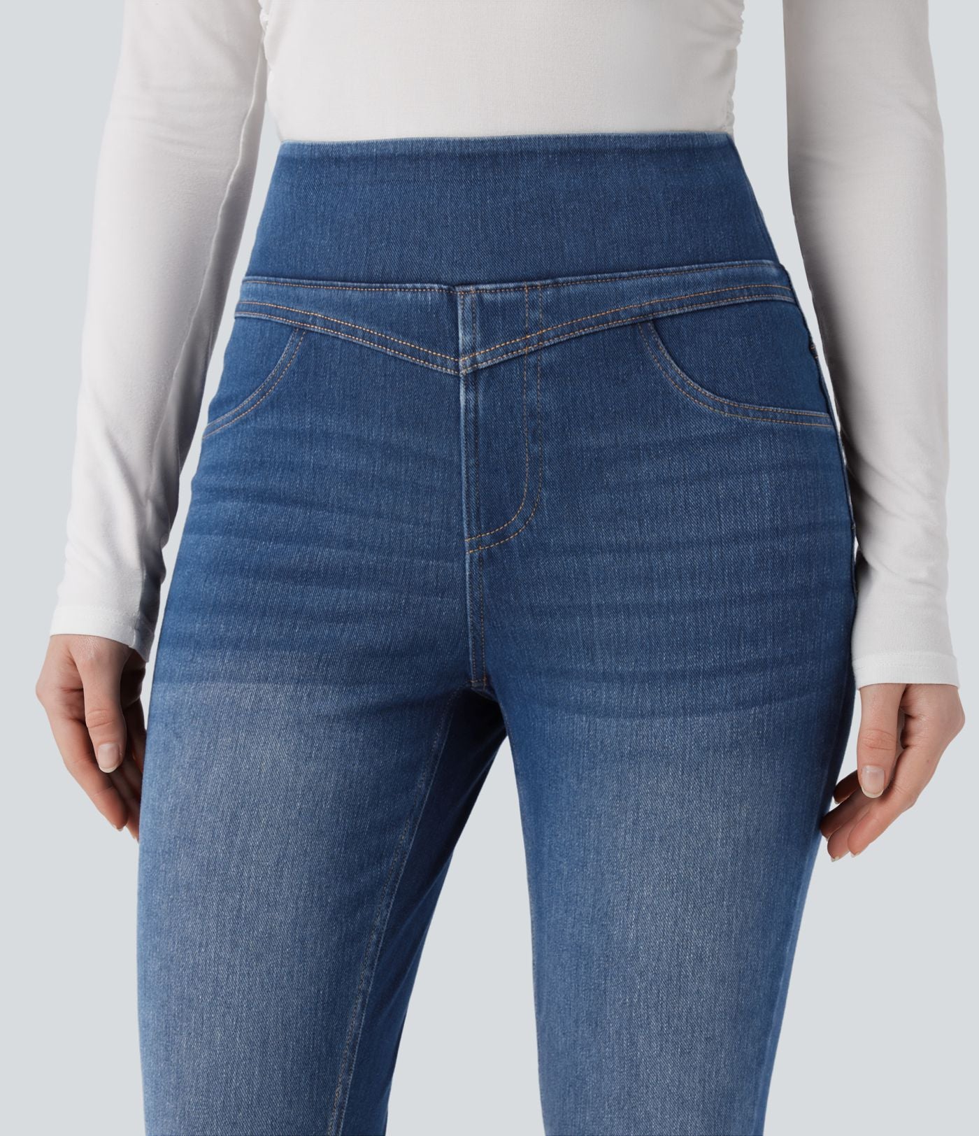 Legging skinny 7/8 en denim Halara Flex™ taille haute gainant avec poches
