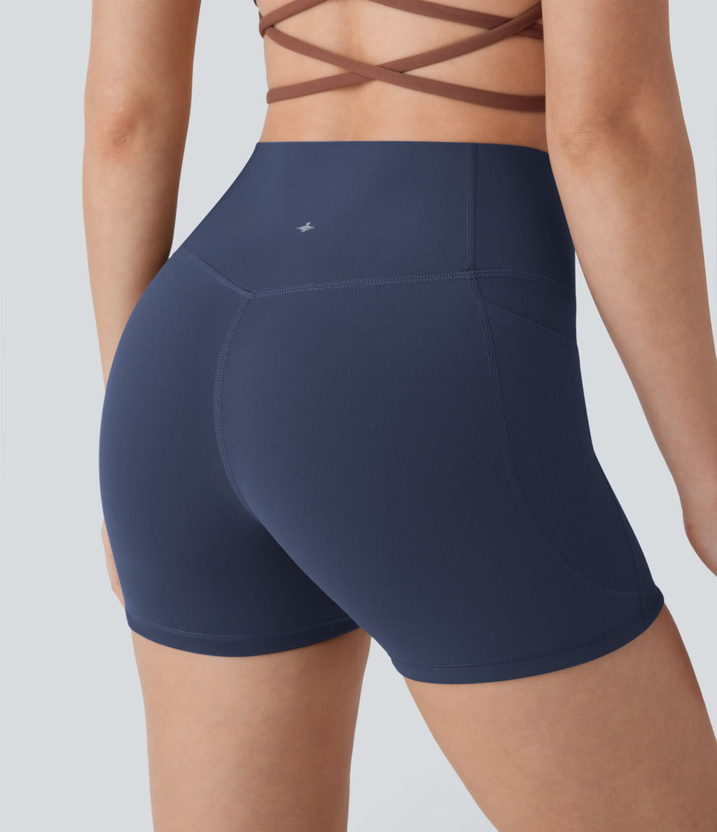 Short cycliste 7,5 cm d'entraînement gainant taille haute avec poches Halara UltraSculpt™