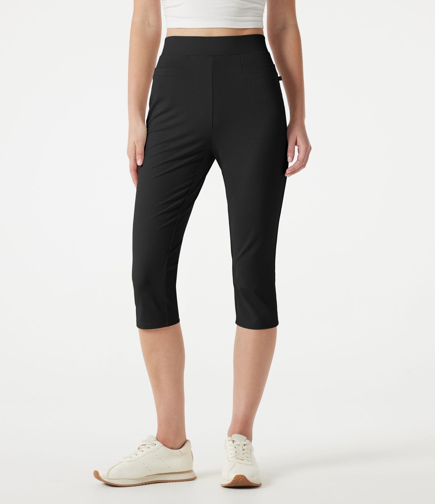 Pantalon corsaire de golf slim à chevrons taille haute avec poches
