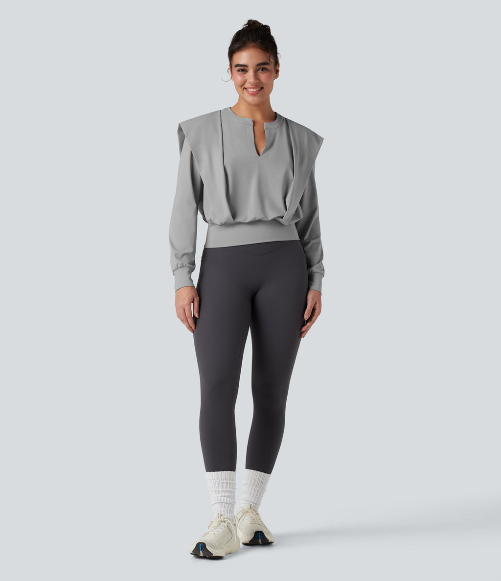 Top de sport yoga col cranté manches longues