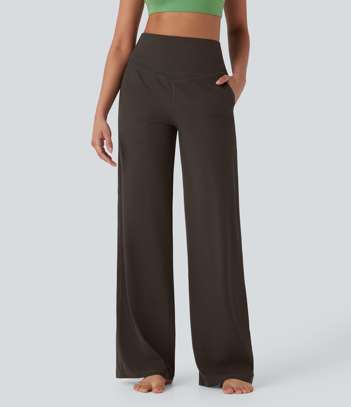 Pantalon de yoga droit gainant taille haute avec poches Halara UltraSculpt™