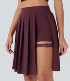 Jupe-short décontractée Breezeful™ taille haute plissée 2-en-1 avec boucle ajustable à séchage rapide et poche latérale - Longueur rallongée