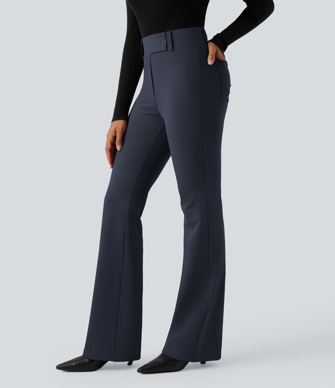 Pantalon tailleur évasé taille haute avec poches Halara Flex™