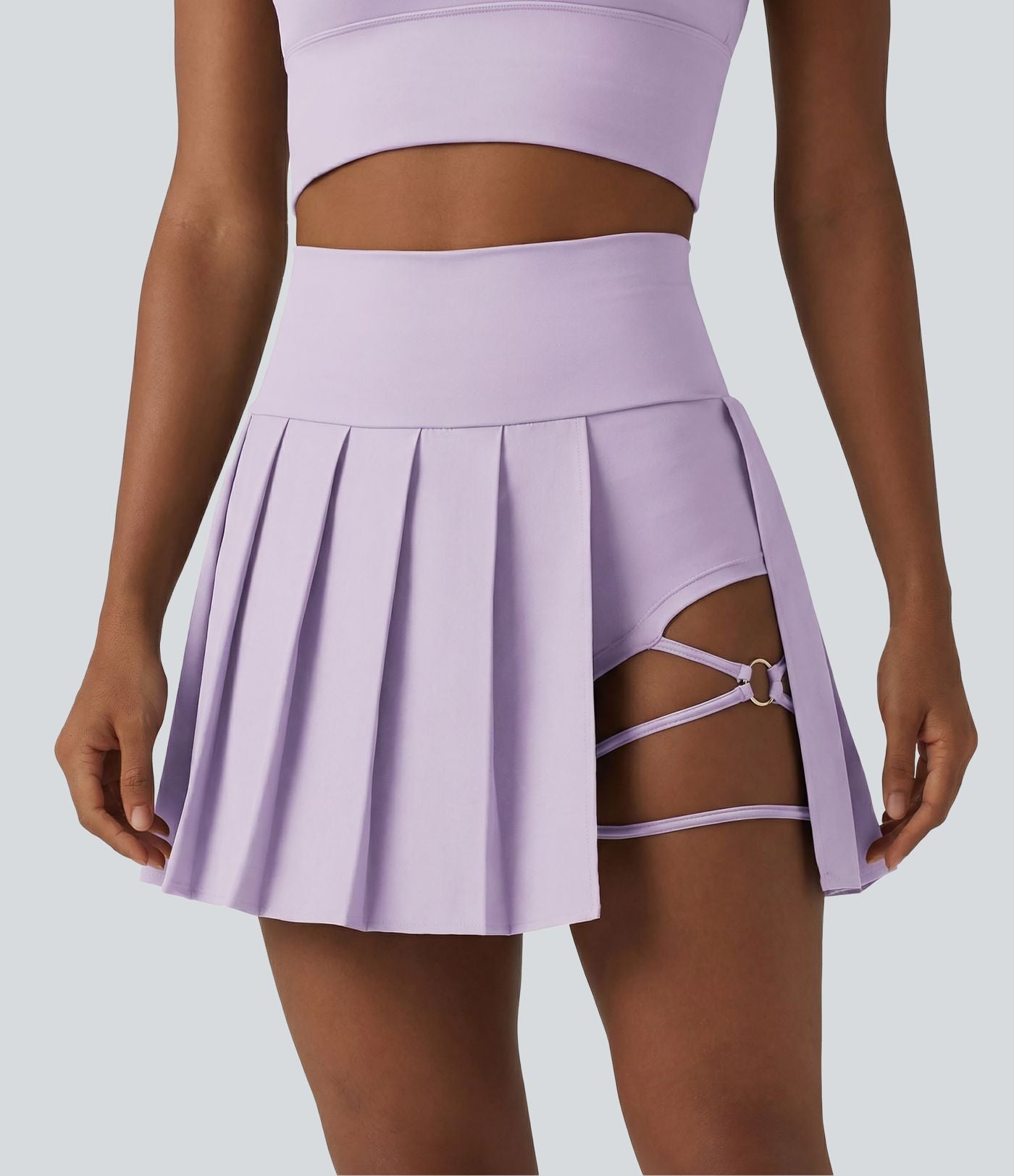 Jupe de danse courte plissée 2-en-1 Breezeful™ taille haute séchage rapide avec ourlet asymétrique et poches – Version longue