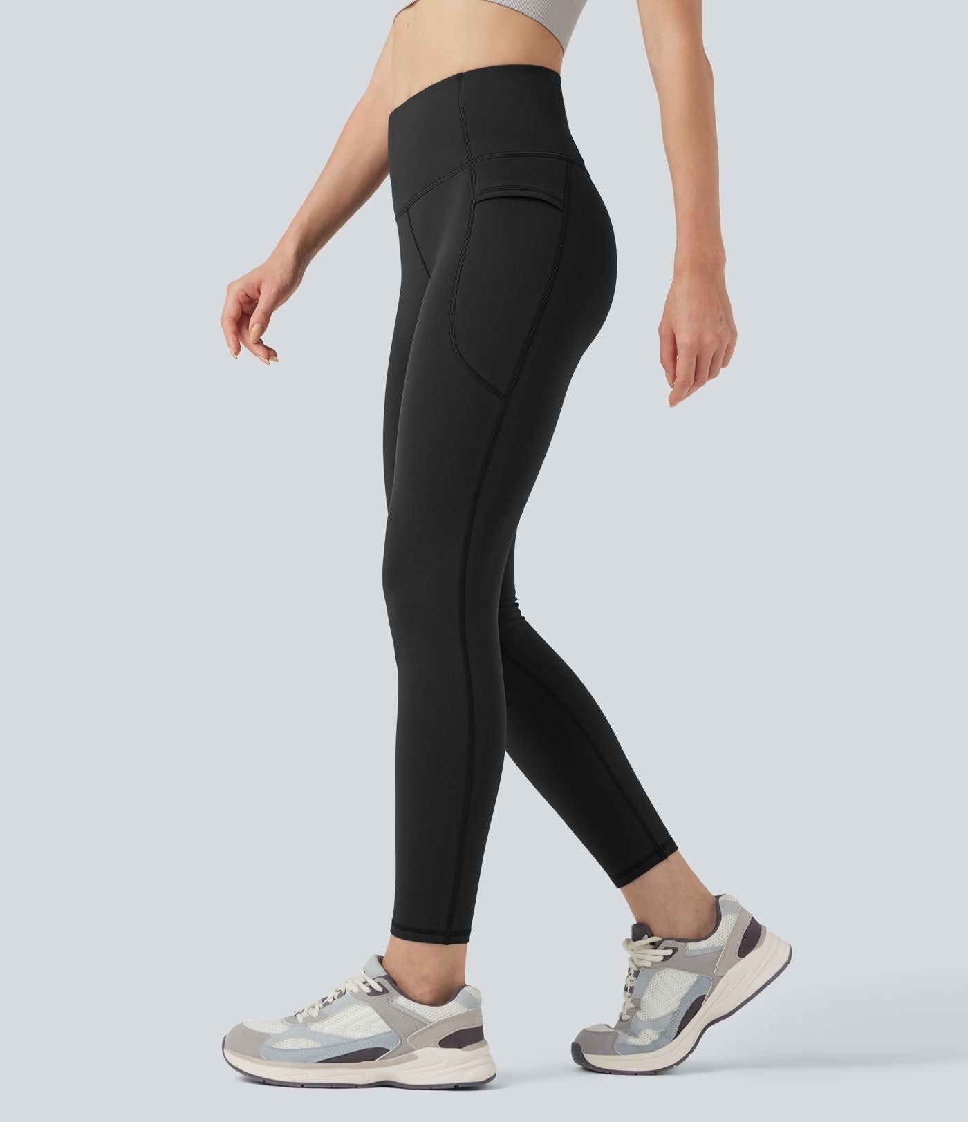 Legging 7/8 en molleton taille haute de randonnée avec poches