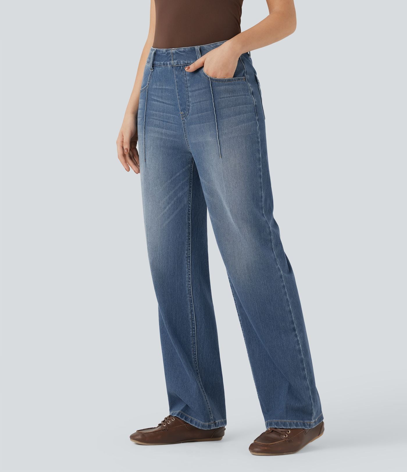 Jean droit Halara Flex™ taille haute avec poches