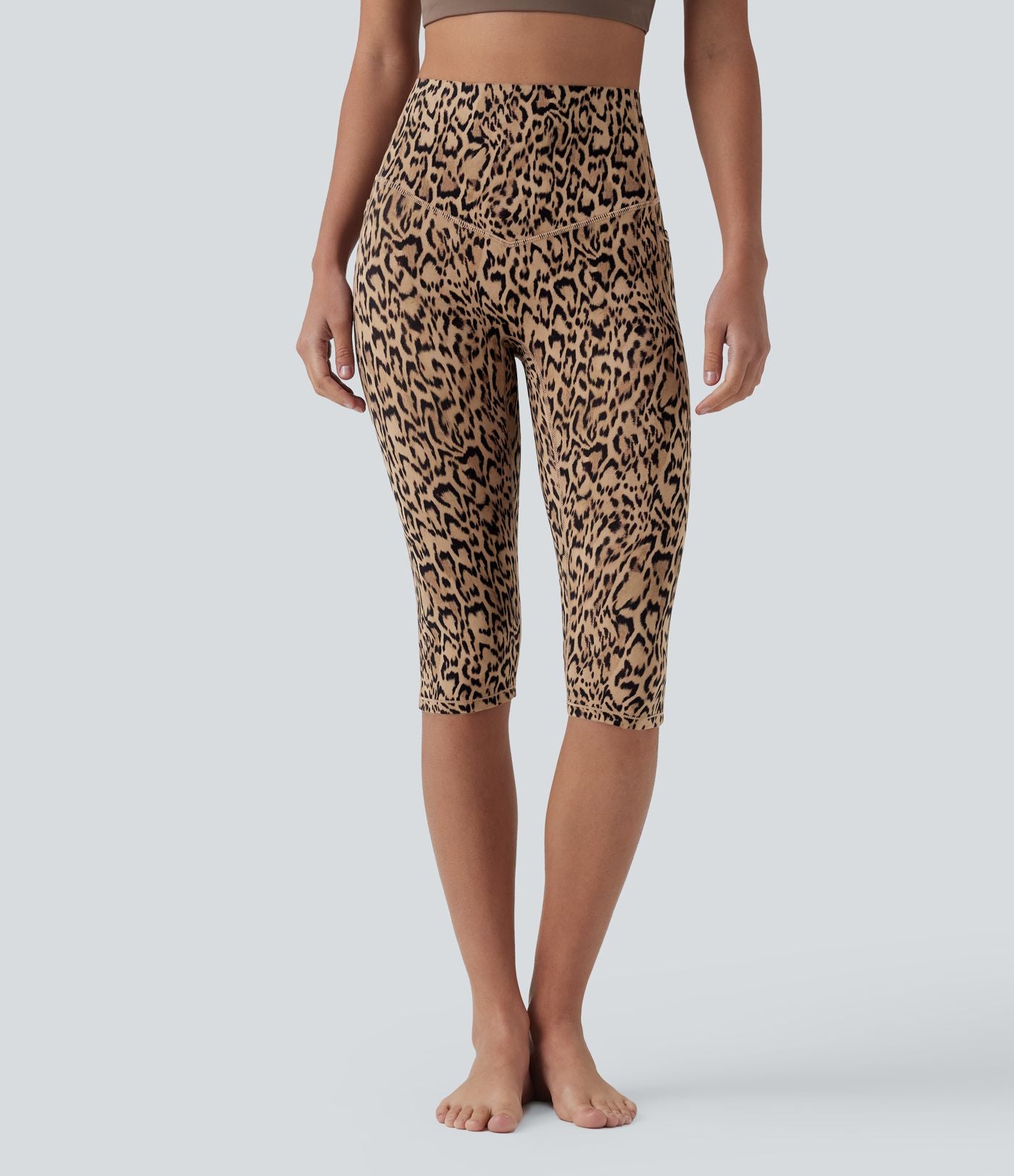 Legging 3/4 de yoga taille haute gainant imprimé léopard Halara UltraSculpt™ avec poches