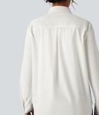 Chemise tailleur col chemise ourlet arrondi manches longues avec poche poitrine