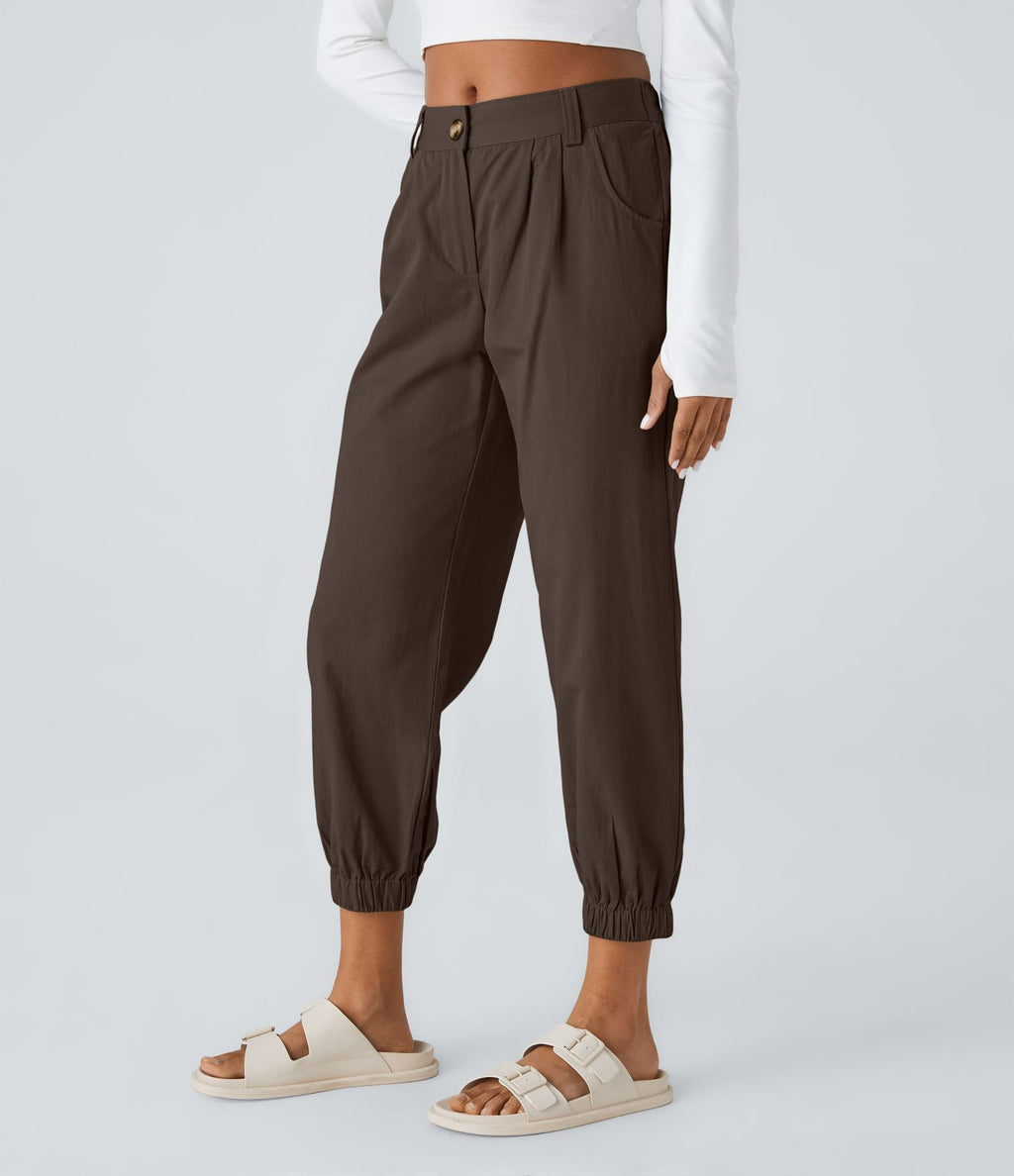 Joggings décontractés à taille mi-haute avec poches