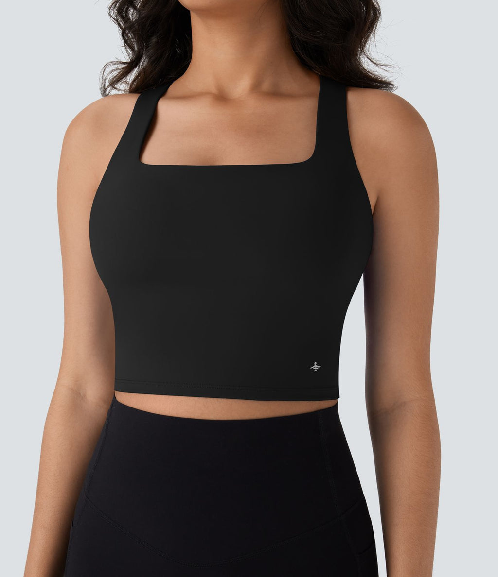 Débardeur yoga court SoftlyZero™ Airy col carré effet frais InstantCool, bonnets E-G