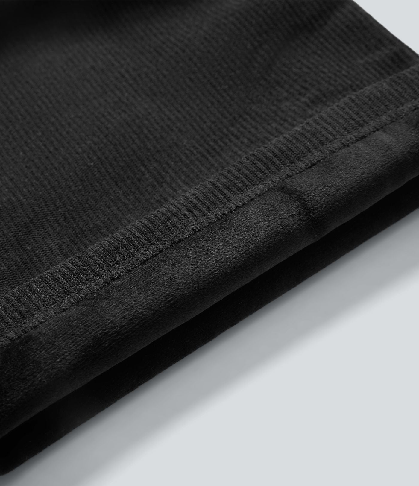 Pantalon droit en velours côtelé molletonné taille haute avec poches