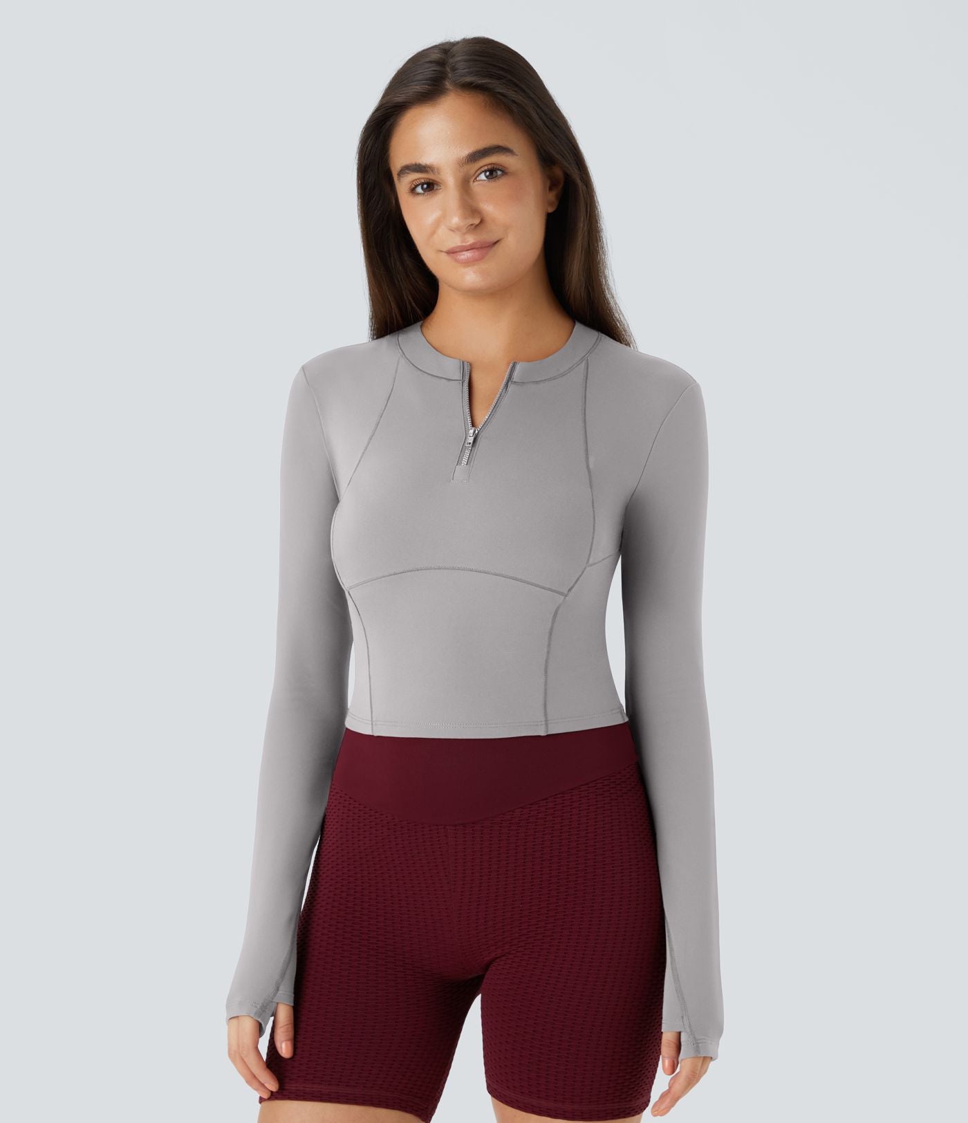 Softlyzero™ Plush Top Sport de Golf Court à Manches Longues avec Trou pour Pouce et Demi-Zip