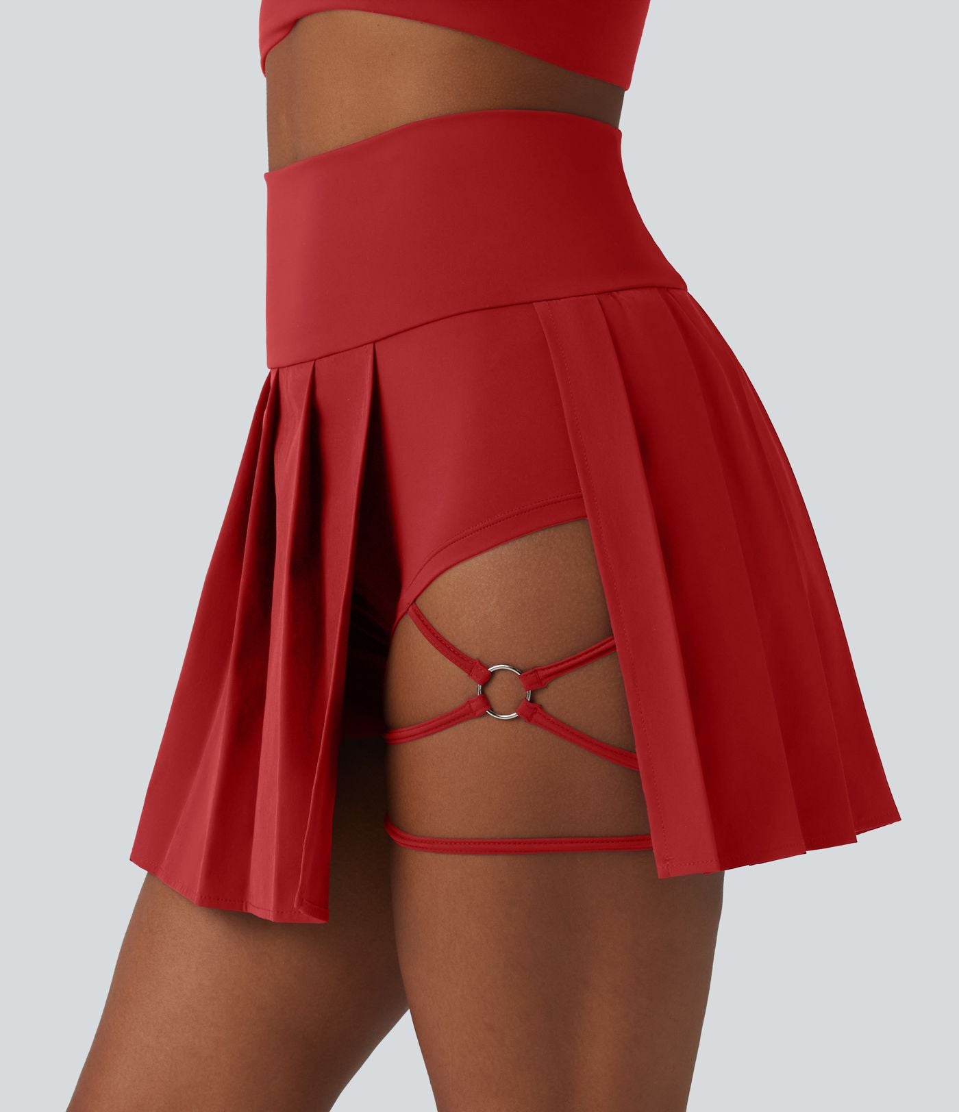 Jupe de danse courte plissée 2-en-1 Breezeful™ taille haute séchage rapide avec ourlet asymétrique et poches – Version longue