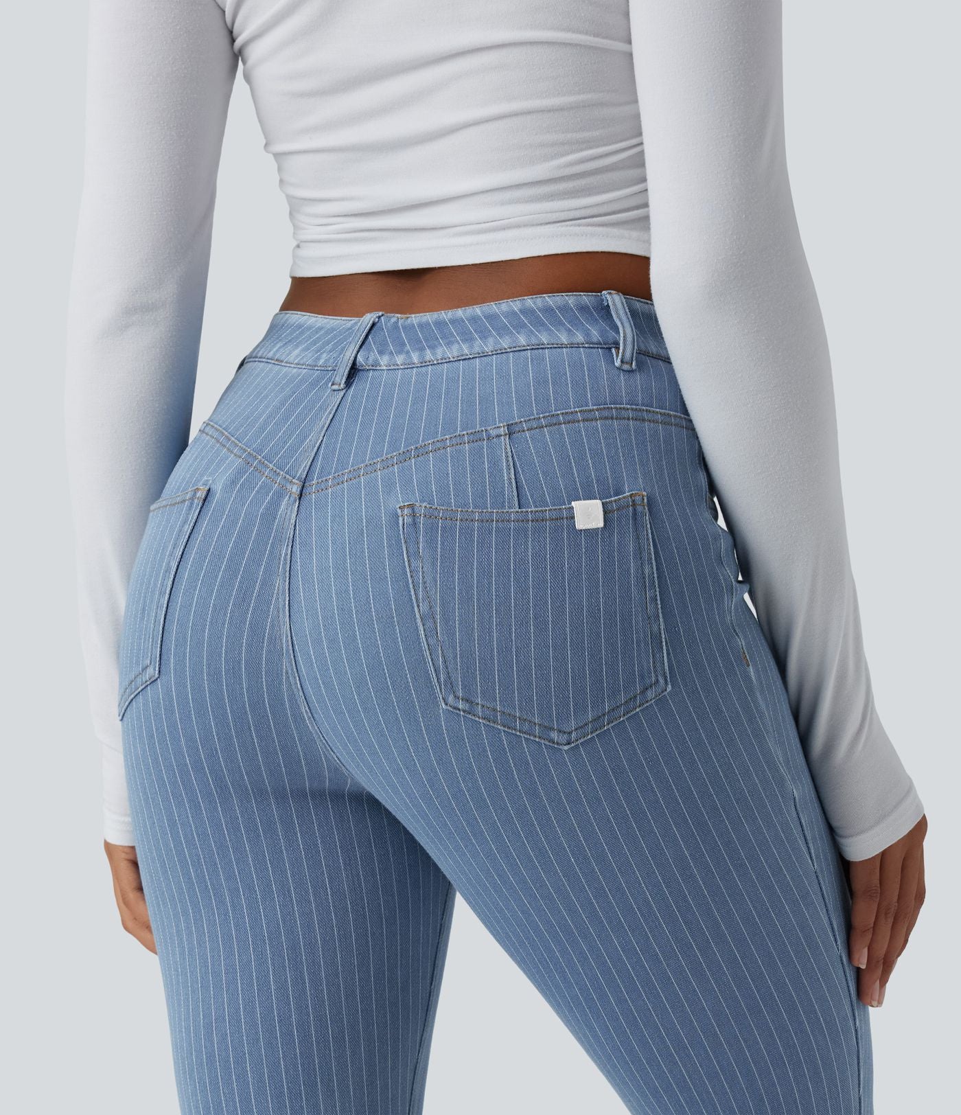 Jean Halara Flex™ mi-taille évasé à rayures décontracté avec poches