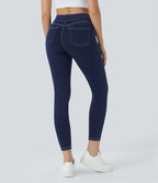 Halara Flex™ Jegging 7/8 Curvy Tricot Extensible Taille Haute avec Boutons Décoratifs et Multipoches