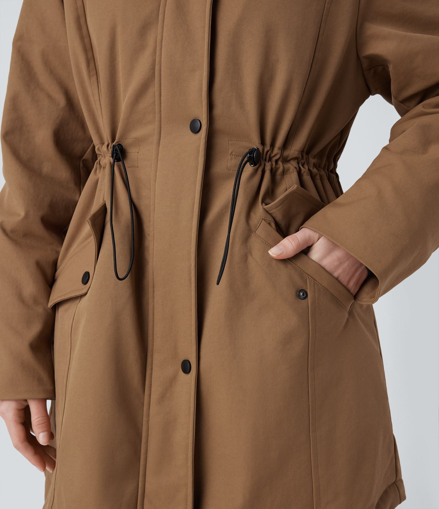 Parka sherpa polaire à capuche avec cordon de serrage et poches