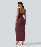Robe maxi moulante col V avec soutien-gorge intégré