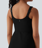 Robe de sport yoga 2-en-1 SoftlyZero™ Plush push-up coques moulées fermeture éclair avec poches édition Easy Peasy E-G