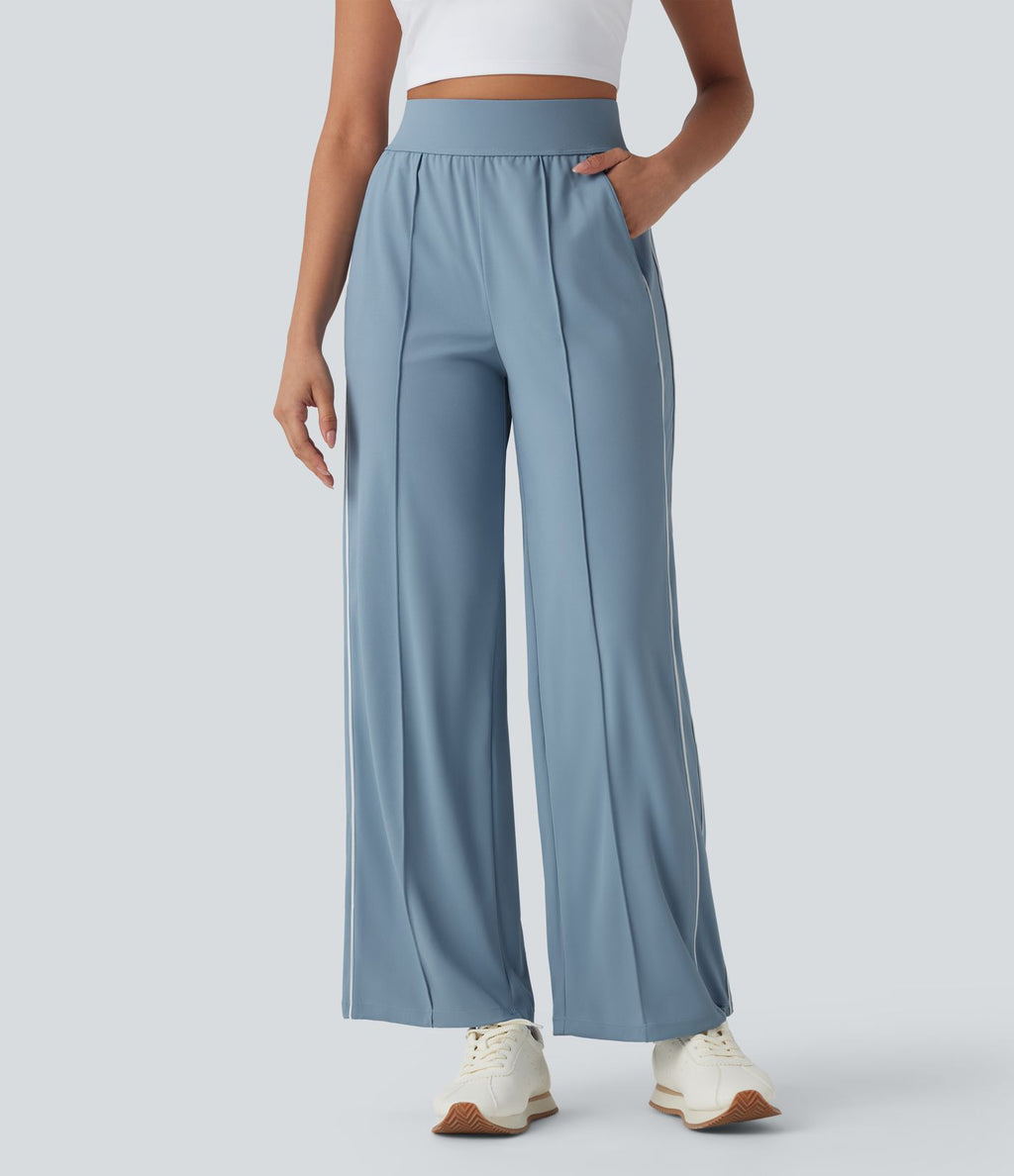 Pantalon d’entraînement taille haute, jambe droite à séchage rapide avec poches, UPF40+