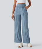 Pantalon d’entraînement taille haute, jambe droite à séchage rapide avec poches, UPF40+