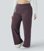 Pantalon coupe droite grande taille taille haute DayStretch avec poches