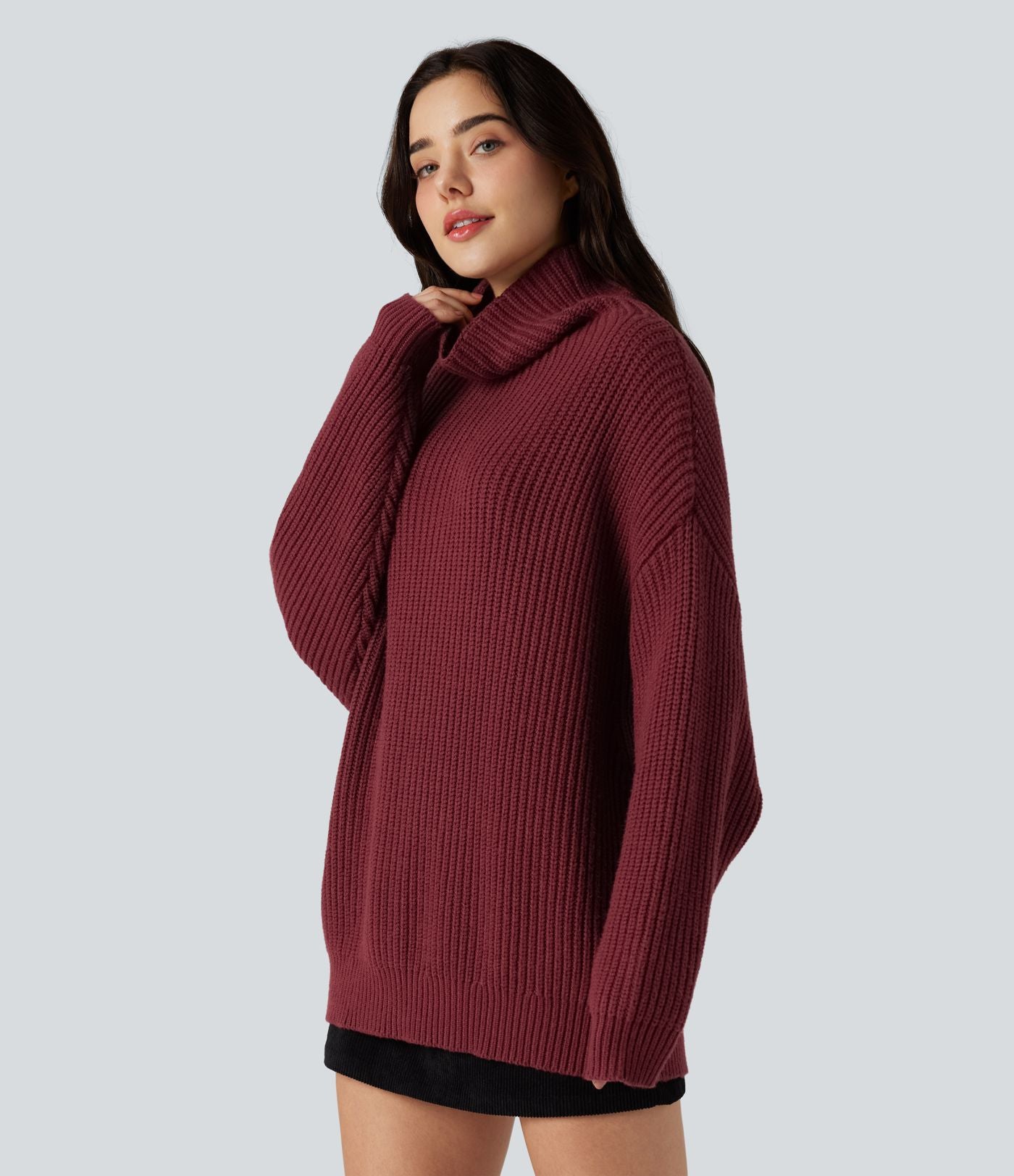 Pull col montant manches longues