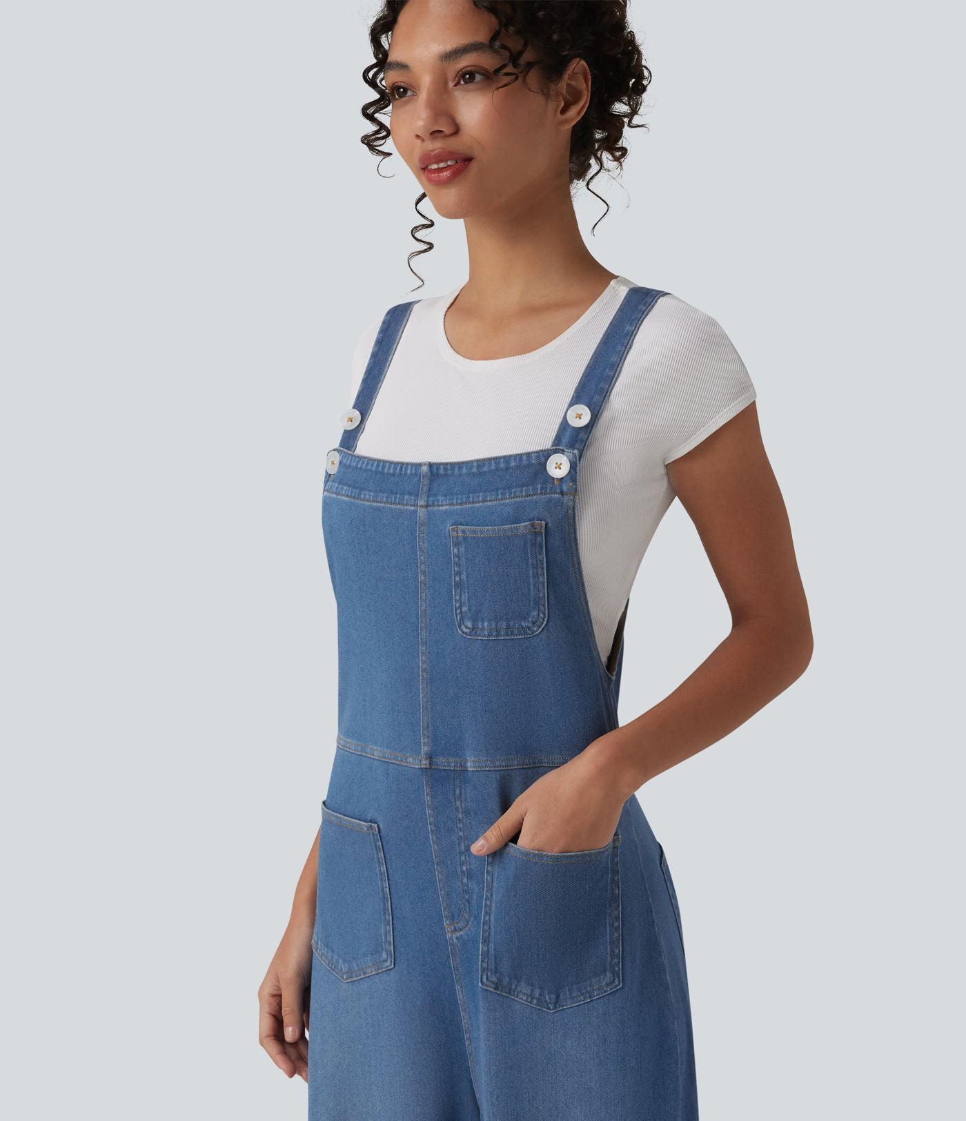 Halara Flex™ Salopette casual ample en lyocell drapé lavé bretelles réglables avec poches