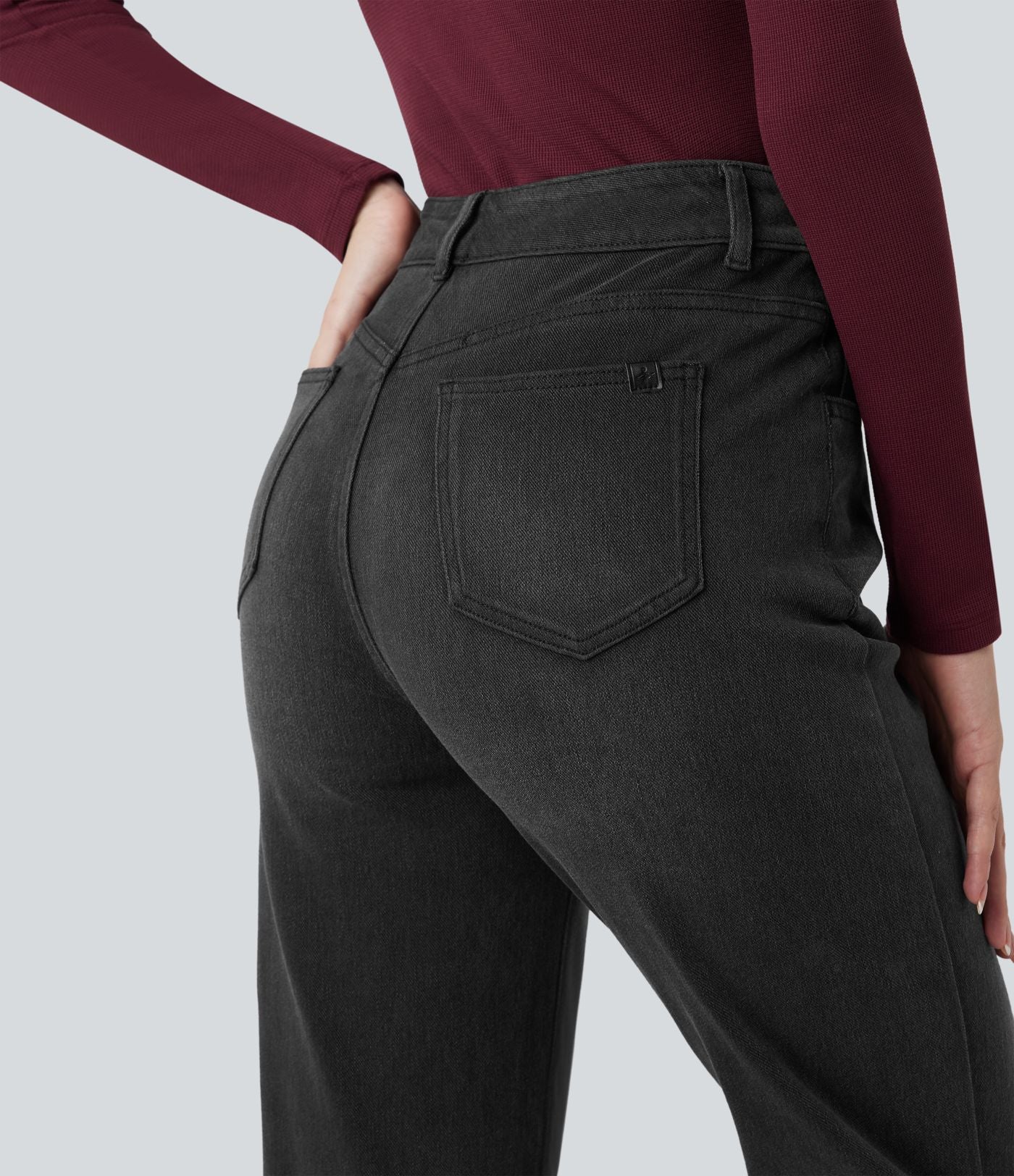 Jean décontracté Halara Flex™ ajusté taille haute ourlet retroussé avec poches