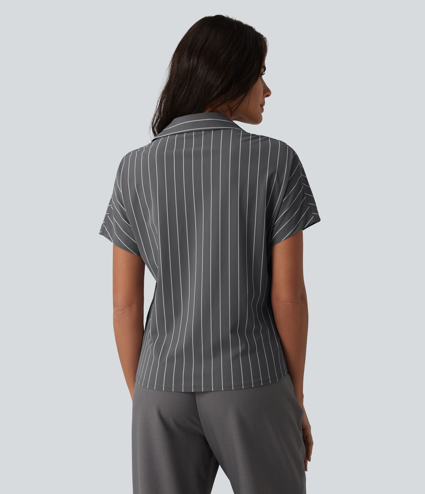 Chemise tailleur à rayures manches courtes