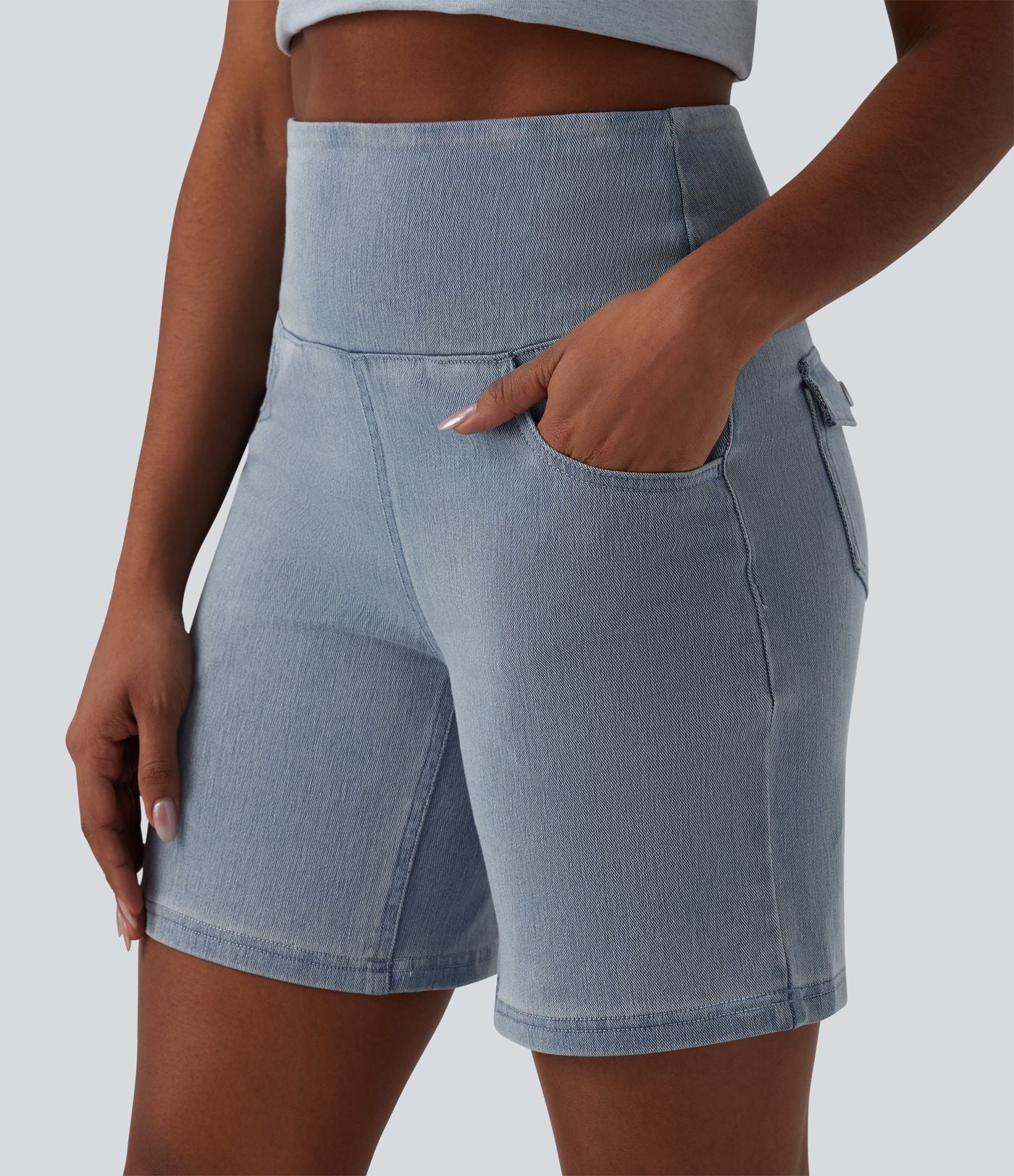 Short en jean Halara Flex™ casual gainant taille haute 17,5 cm avec poches