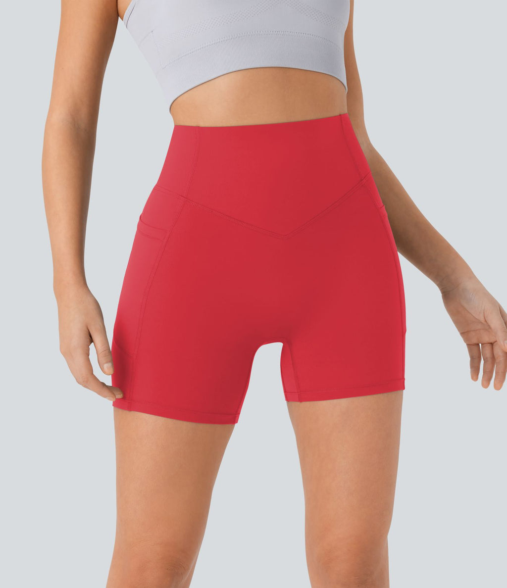 Short cycliste 12,5 cm d'entraînement gainant galbant taille haute avec effet scrunch et poches Halara UltraSculpt™
