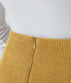 Mini-Jupe Casual en Velours Côtelé 2 en 1 Fermeture Éclair Invisible Taille Haute