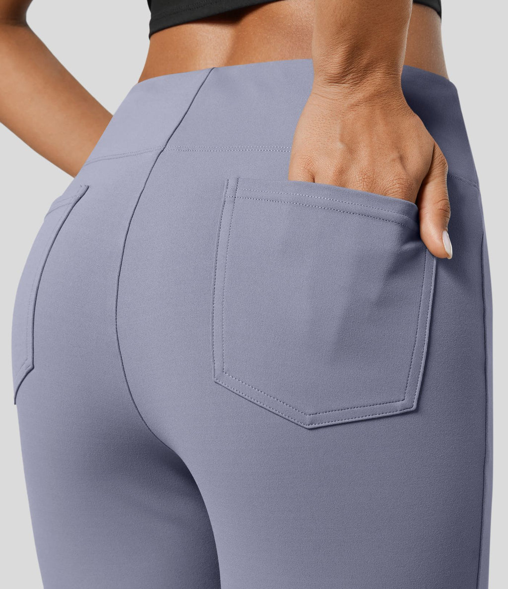 Pantalon tailleur légèrement évasé taille haute avec poches arrière Halara Flex™