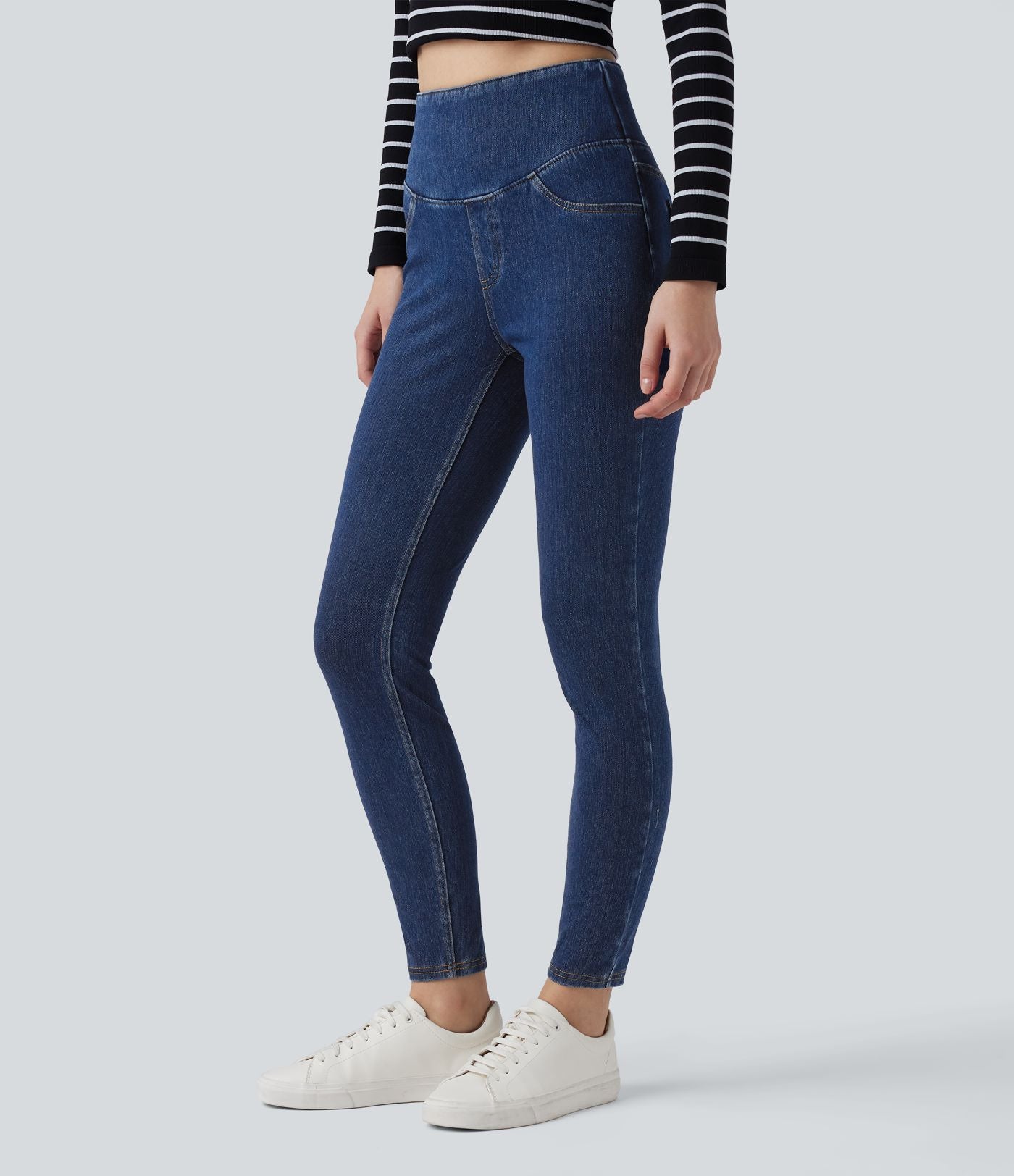 Legging décontracté gainant taille haute effet denim avec poches Halara Flex™