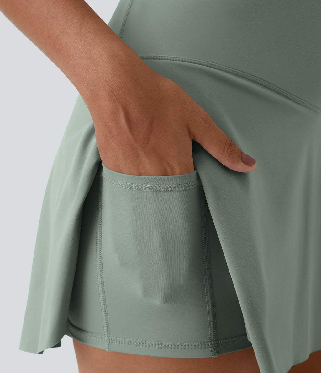 Jupe de tennis mini 2-en-1 quotidienne SoftlyZero™ Airy avec croisement, poche latérale et effet frais InstantCool, Lucid, protection solaire UPF50+
