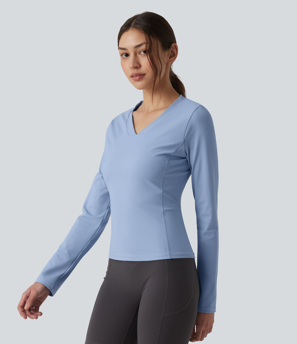 Haut de sport d'entraînement SoftlyZero™ Airy col V manches longues effet frais InstantCool, protection solaire UPF50+