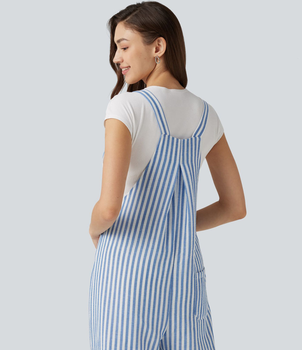 Salopette casual rayée effet lin avec poches