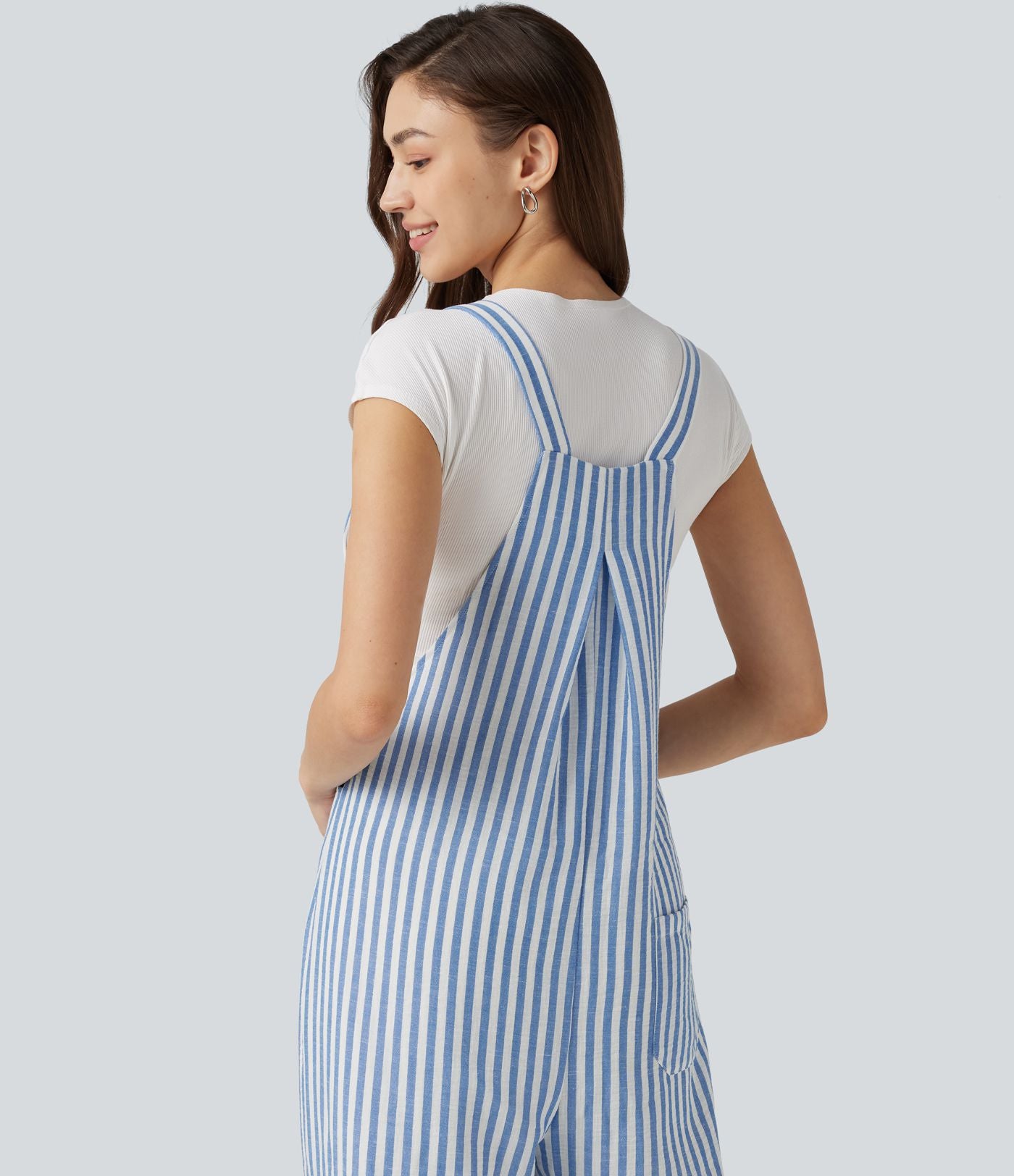 Salopette casual rayée effet lin avec poches
