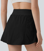 Jupe de sport mini 2-en-1 taille haute coupe trapèze avec cordon de serrage et poches