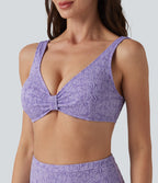 Haut de bikini jacquard à décolleté plongeant en V