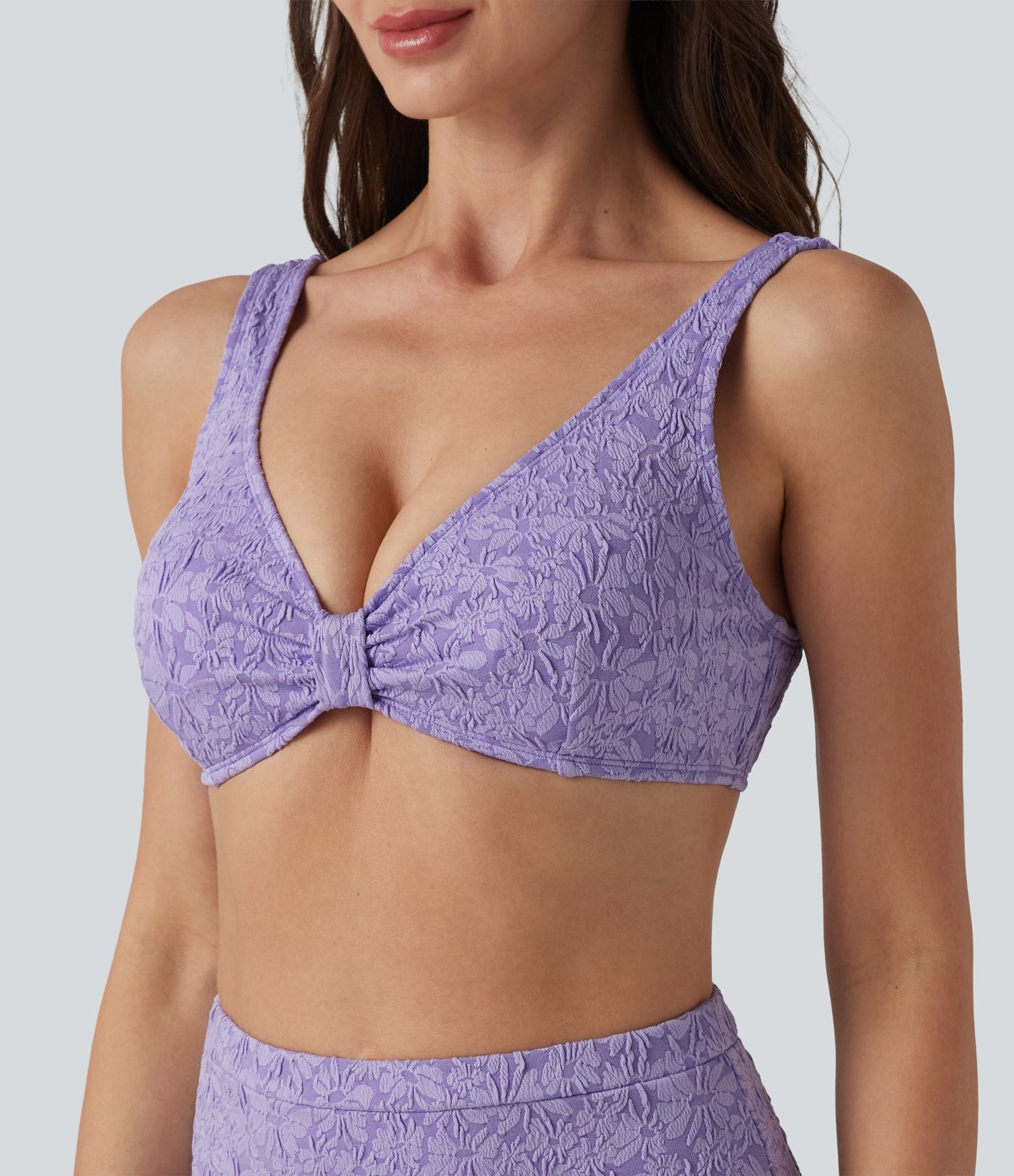 Haut de bikini jacquard à décolleté plongeant en V